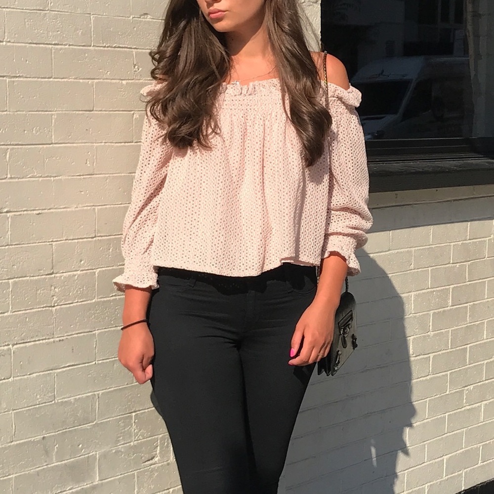Bardot off the shoulder eyelet top